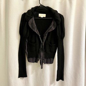 Hanii Y Black Cardigan with Balloon Sleeves and Pockets - Medium